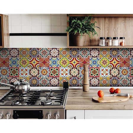 Gfancy Fixtures 6 x 6 in. Mediterra Yellow Mosaic Peel & Stick Tiles GF2627687